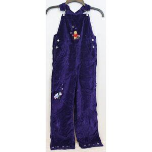 VTG 90s Disney Winnie Pooh Purple Velvet Overalls sz 7/8 NWT Snowflake Velveteen